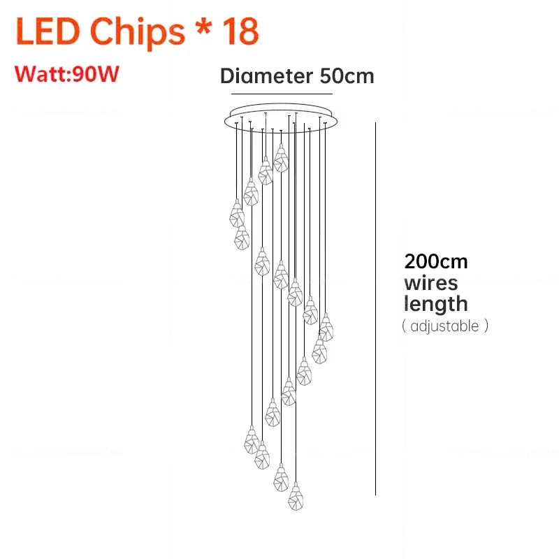 Nordic Crystal Cube Chandelier: LED Light for Home, Staircase, Living Room