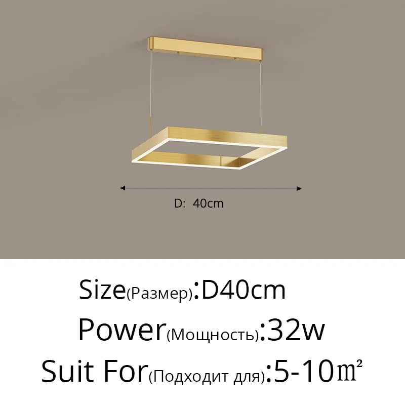 Nordic Minimalist LED Square Chandelier for Living Dining Bedroom - Luster Lighting