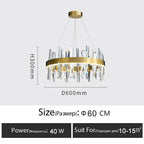 Luxury Crystal Dimmable Round Chandelier - Glossy LED Lighting