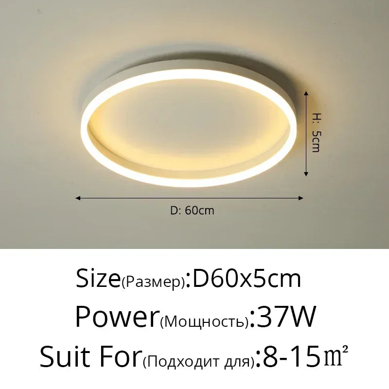 Modern Round Bedroom LED Ceiling Light for Living Room Study, Home Decor Lighting