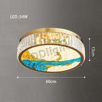 Luxury Crystal Glass Ceiling Light with LED Ring for Modern Villa Decor