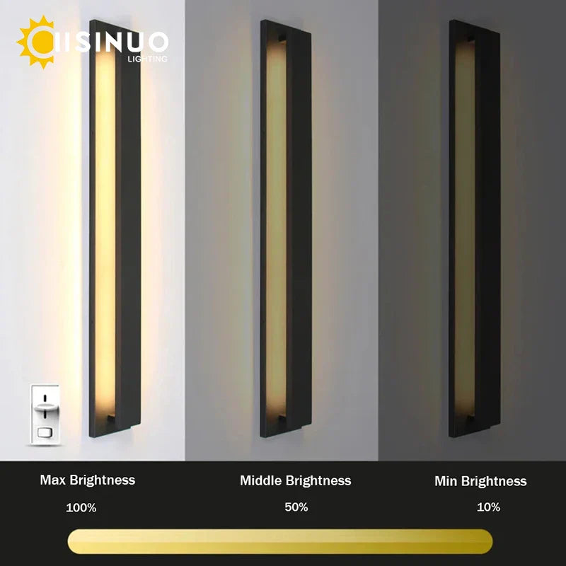 Outdoor Black Aluminum Wall Light LED Waterproof Linear Porch Lamp