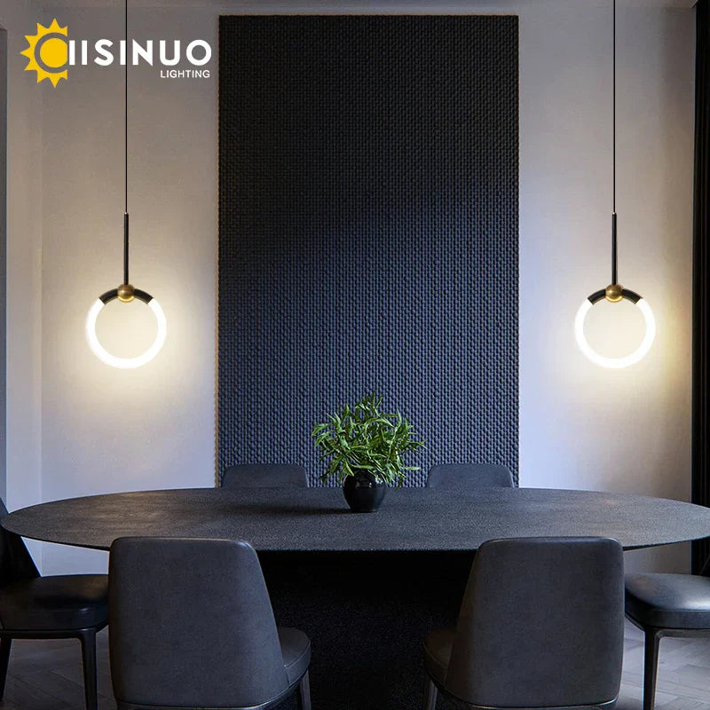 LED Circle Pendant Lights in Gold/Black for Home Decor Lighting