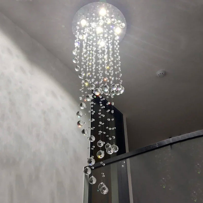 Modern K9 LED Crystal Chandelier for Living Room Staircase Bedroom Hotel Hall
