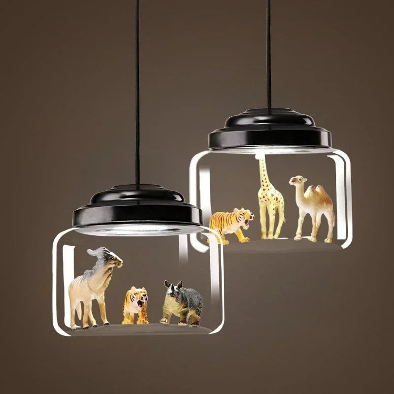 Nordic Cartoon LED Pendant Lights: Cute Animal Design for Kids Room, Bedroom Decor