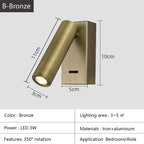 Bedroom Wall Lamp Surface Spotlight Indoor Reading Sconce Lights