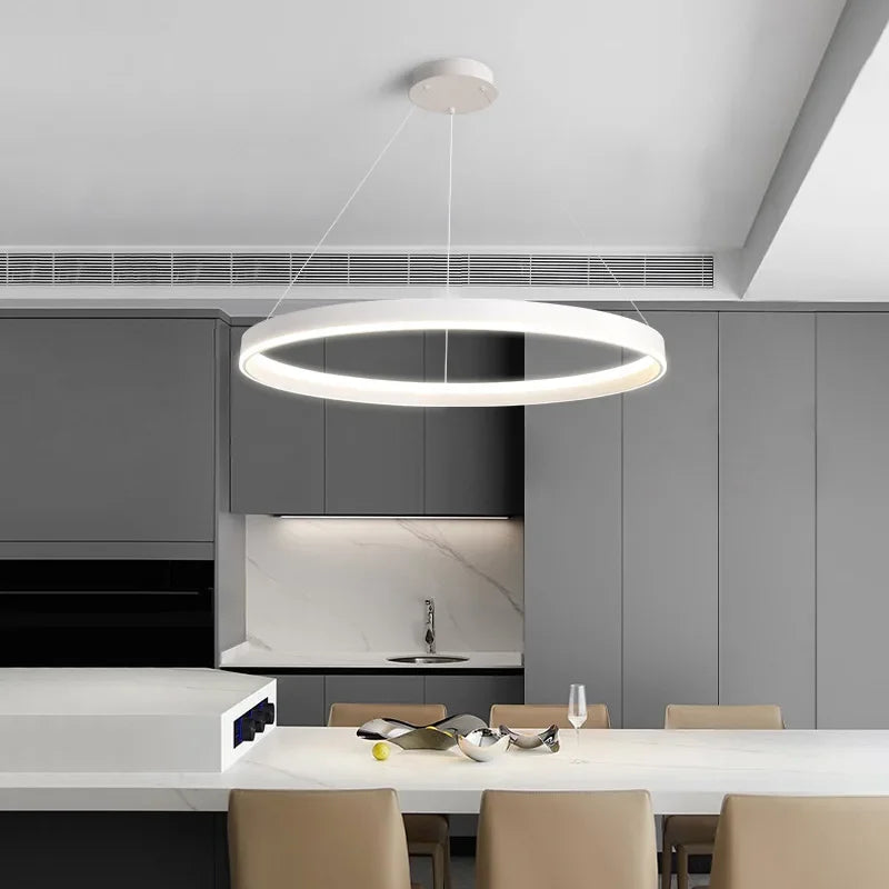 Round Ring LED Chandelier for Modern Minimalist Home and Office Decor