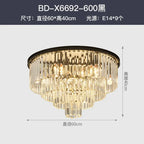 Crystal Gold Black LED Chandelier - Multi-Storey Modern Round Pendant Lamp