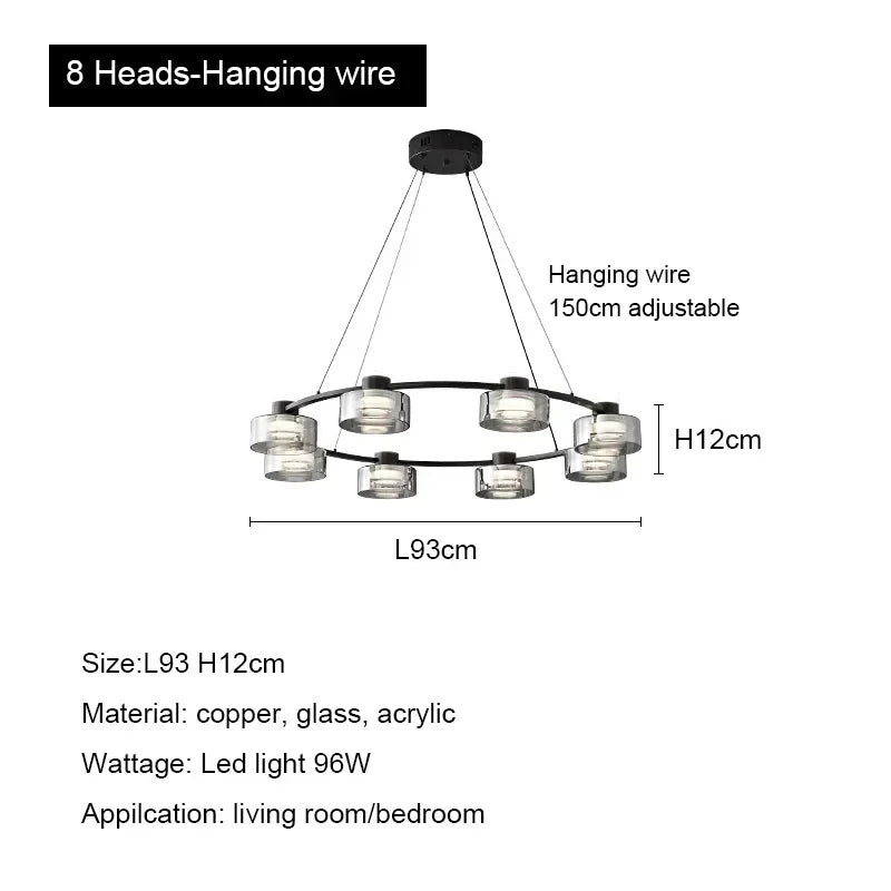 Modern Minimalism Circle Glass Chandelier LED Pendant Lights for Home Decoration