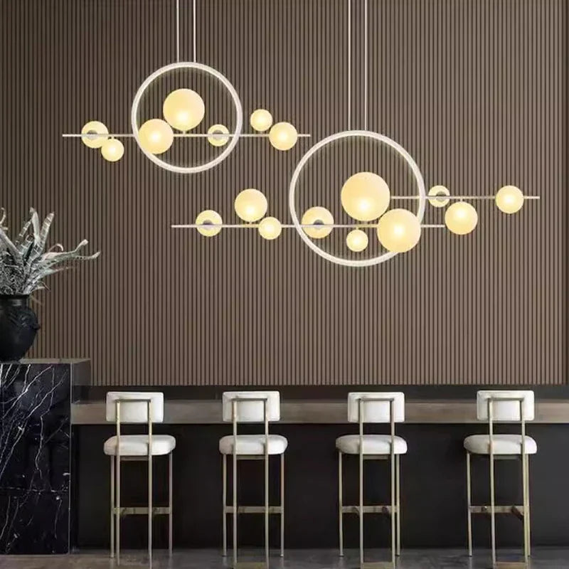 Bubble Glass Chandelier LED Dining Table Spherical Lighting