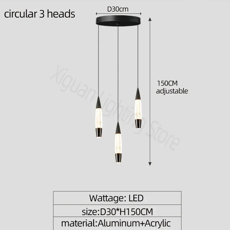 Modern Duplex High-rise LED Chandelier in Black Gold