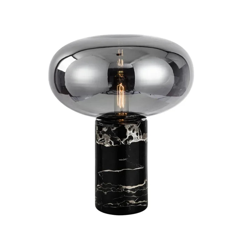 Marble Desk Lamp with Glass Ball Lampshade for Bedroom and Living Room