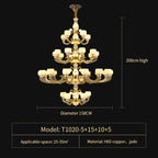 Chinese Jade Chandelier: Elegant All-Copper Lighting for Living Room, Bedroom, Dining Hall