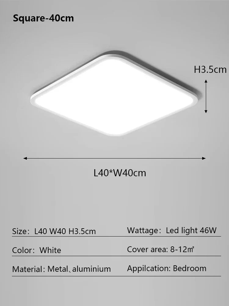 LED Ceiling Light: Nordic Style Ultra Thin Square Lamp for Living Room and Bedroom