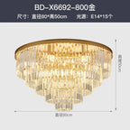Crystal Gold Black LED Chandelier - Multi-Storey Modern Round Pendant Lamp