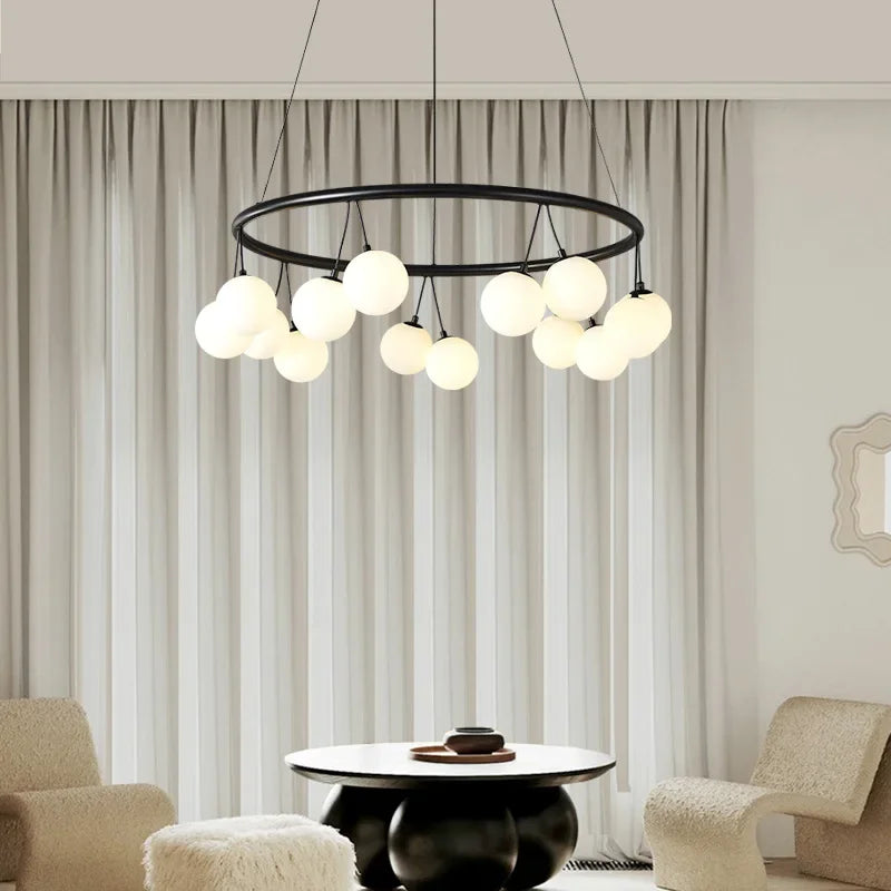 Magic Bean Pendant Chandelier White Glass Ball LED Lighting