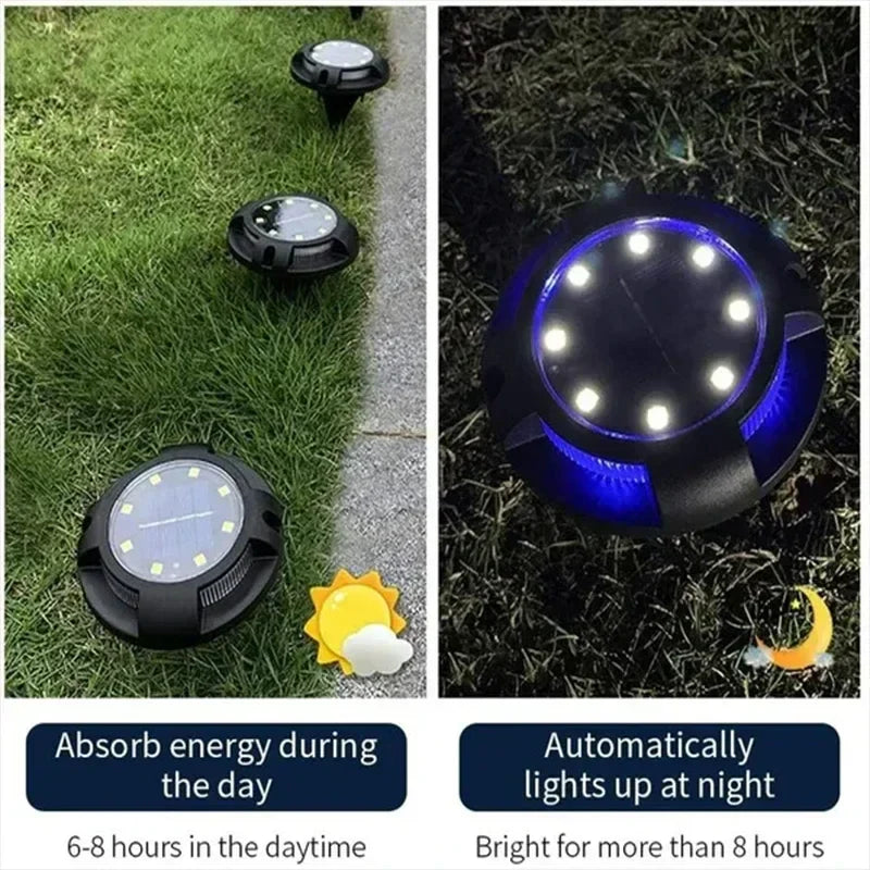 Solar Disk Light Outdoor Garden Spotlight LED Lamp Decor