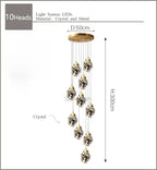 Nordic Crystal Chandelier for Duplex Villa Stair Living Dining Exhibition Hall