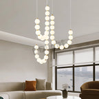 Modern LED Copper Ceiling Chandelier White Ball Pendant Light Fixtures