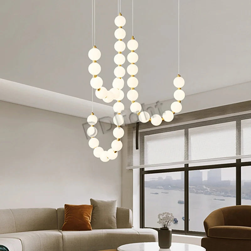 Modern LED Copper Ceiling Chandelier White Ball Pendant Light Fixtures