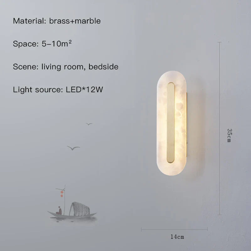 Marble LED Wall Sconce for Bedroom Living Room Hallway Hotel Decor