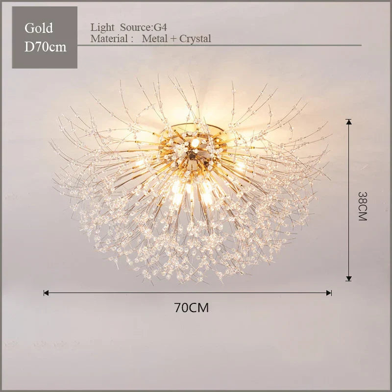 Nordic Dandelion Crystal Ceiling Lamp for Bedroom Living Room Dining Room