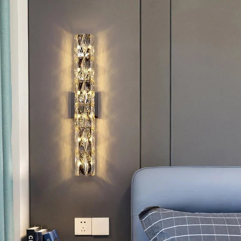 Contemporary Crystal Wall Sconce for Bedside, Bathroom, Corridor, Aisle, TV Background Lighting