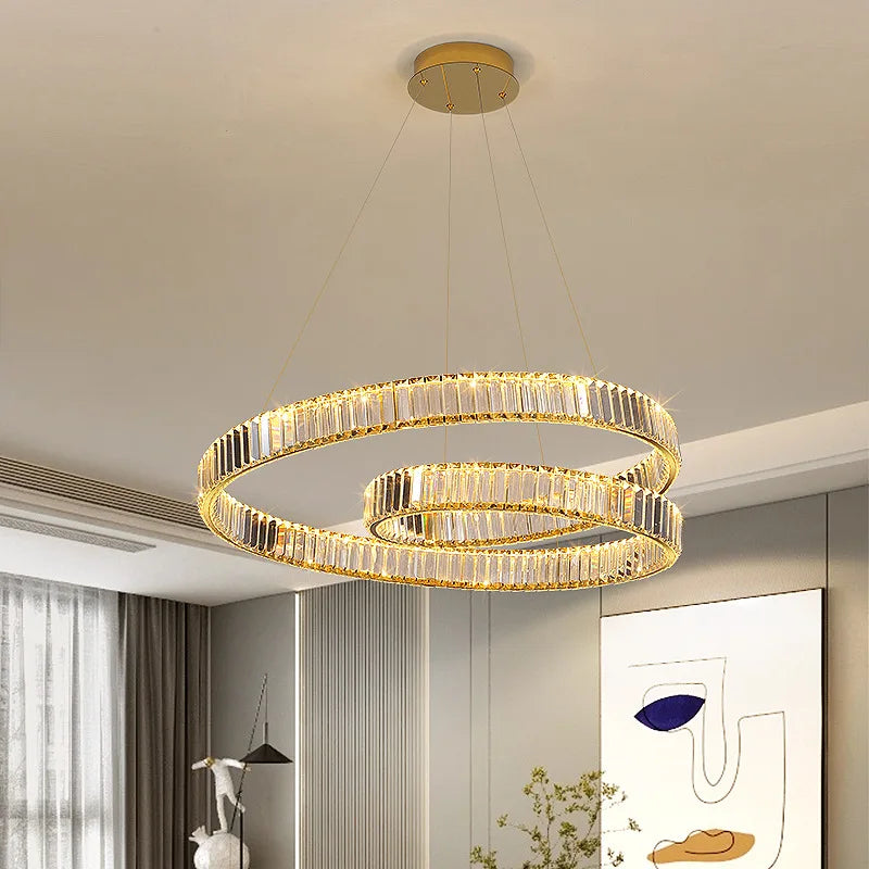 Crystal Chandelier LED Light Fixture, Luxury Decor Hanging Lamp, Modern Home Lighting