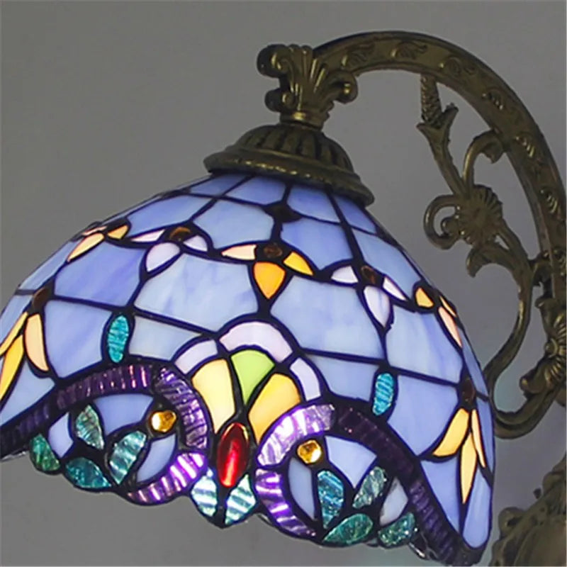 Tiffany Glass Wall Lamp Colorful Art Light for Living Room Bedroom Aesthetic Decor
