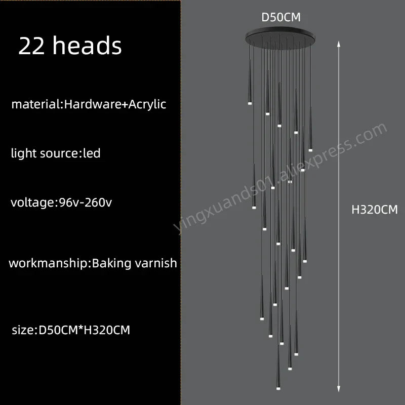 Modern LED Staircase Pendant Chandelier for Living Room Lighting