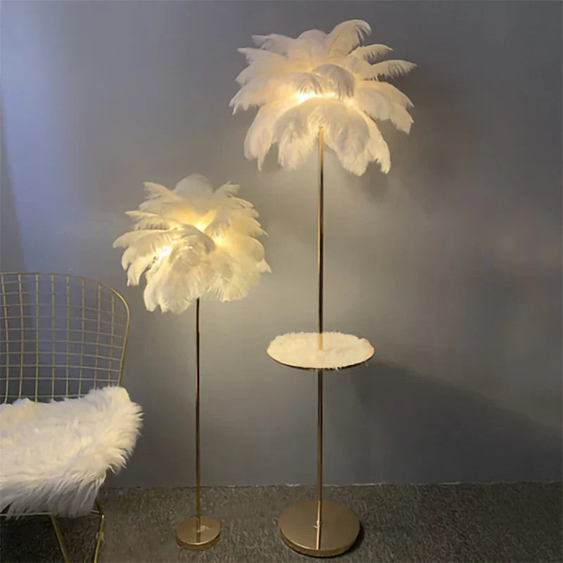 Modern Ostrich Feather Shade LED Floor Lamp for Stylish Indoor Lighting