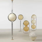 Chrome Metal LED Floor Lamp with White Acrylic Ball Light for Home Decoration