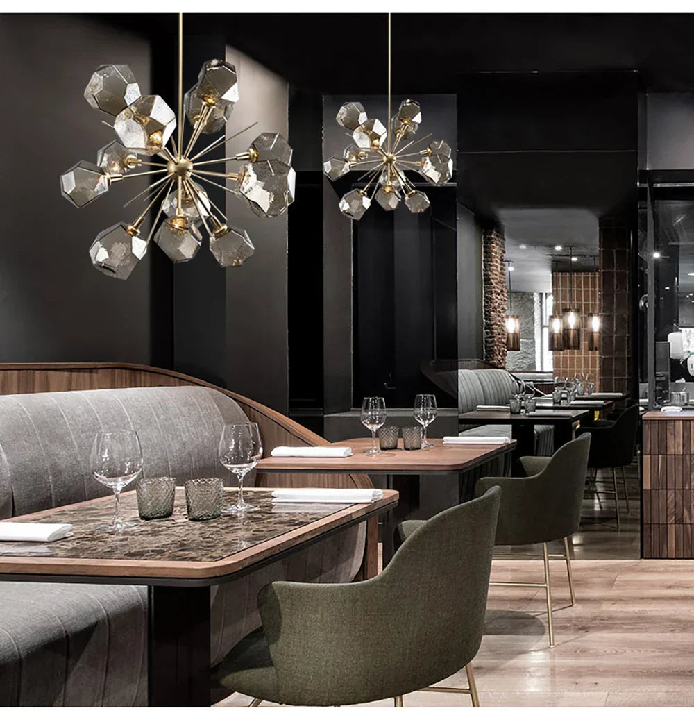 Rock Glass Chandeliers: Modern Indoor Pendant Lamps for Living Room, Bedroom & Restaurant