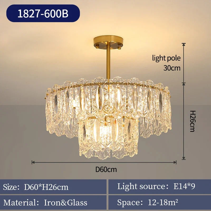 Romantic Glass Chandelier Luxury Ceiling Pendant Light Fixture