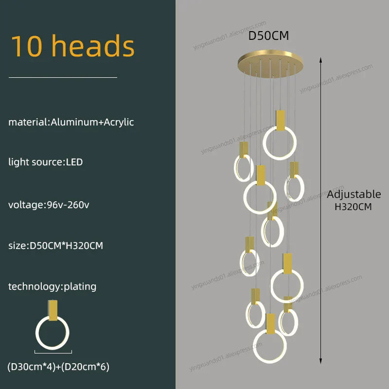 Modern Luxury Gold\Black Acrylic Loft Chandelier