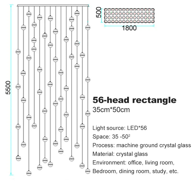 Staircase Crystal Glass Ball Pendant Lights for Restaurant Bar Decor