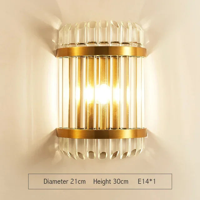 Gold Crystal Wall Lights: Elegant LED Sconce for Bedroom, Living Room & Bathroom