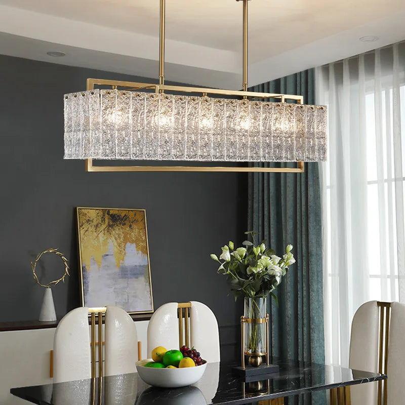 Luxury Water Ripple Glass Chandelier - LED Lighting Fixture for Home Decor