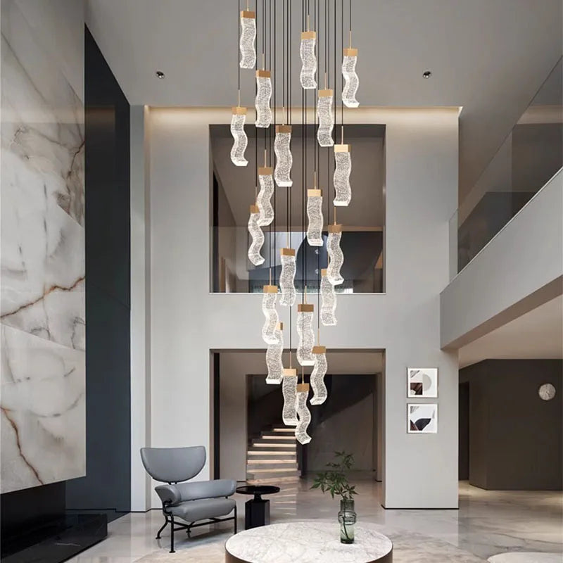 Crystal Chandelier Stair Pendant Lamp Living Room Pendant Lights Interior Lighting