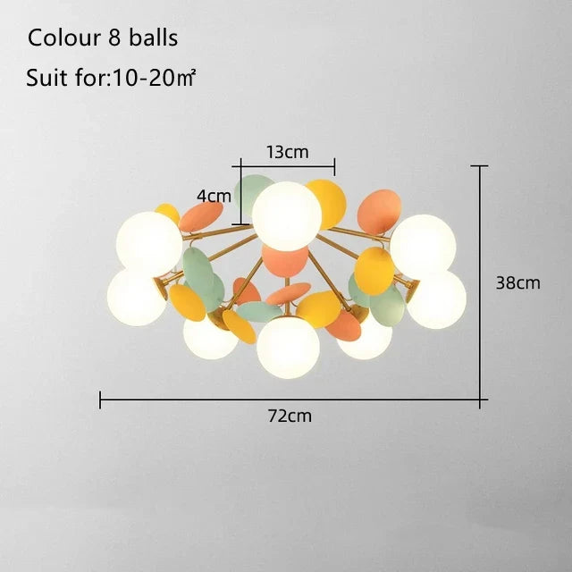 Kids' Room Glass Ball Chandelier, Modern LED Ceiling Light Fixture