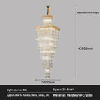 Crystal Luxe Living Room Chandelier - Modern & Elegant Hall Staircase Lighting