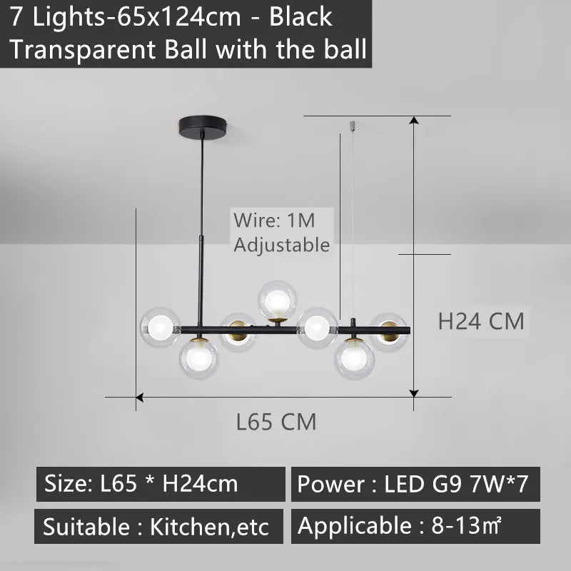 Nordic Glass Chandelier LED Ceiling Light for Creative Living Room and Dining Table by Afralia™