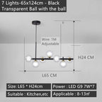 Glass Nordic Chandelier LED Ceiling Light for Modern Living Room and Dining Table
