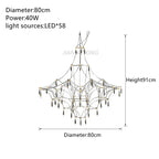 Starry Rain Crystal Chandelier: Luxury LED Lighting Decor for High Floors