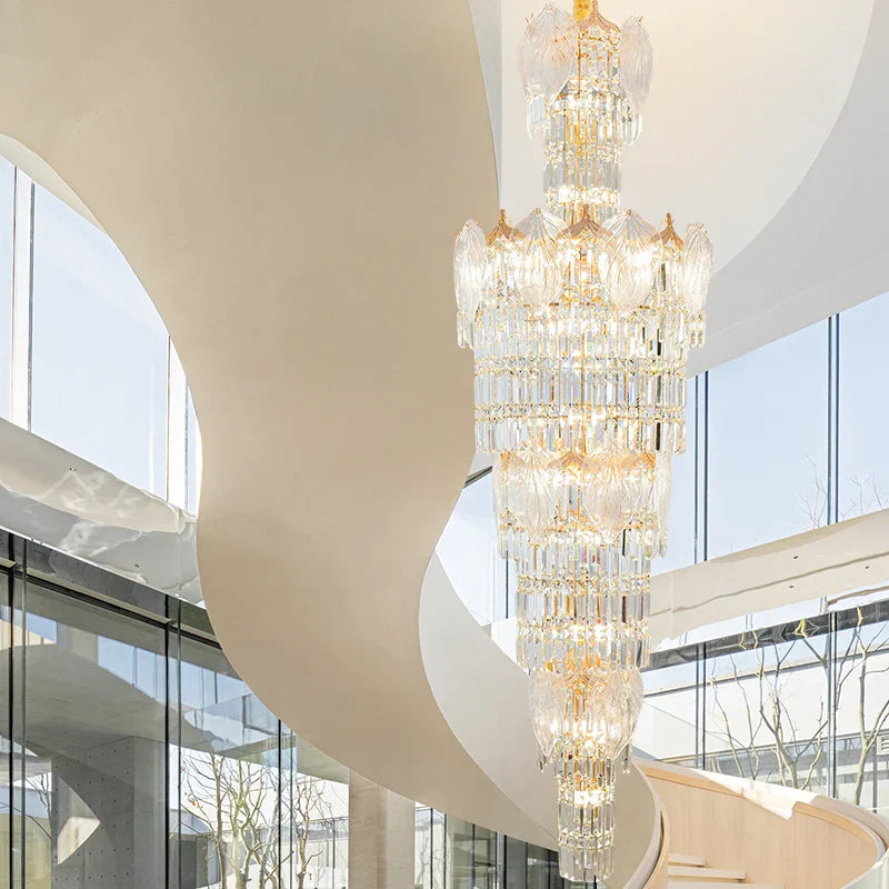 European Crystal Chandelier Modern Duplex Hotel Villa Staircase Long Chandelier