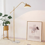 Nordic Gold Metal Floor Lamp Adjustable Length Marbled Base Light