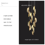 Modern Gold Spiral Stairs Acrylic Chandelier LED Pendant Lighting Spiral Stairs Hanging Luminarias