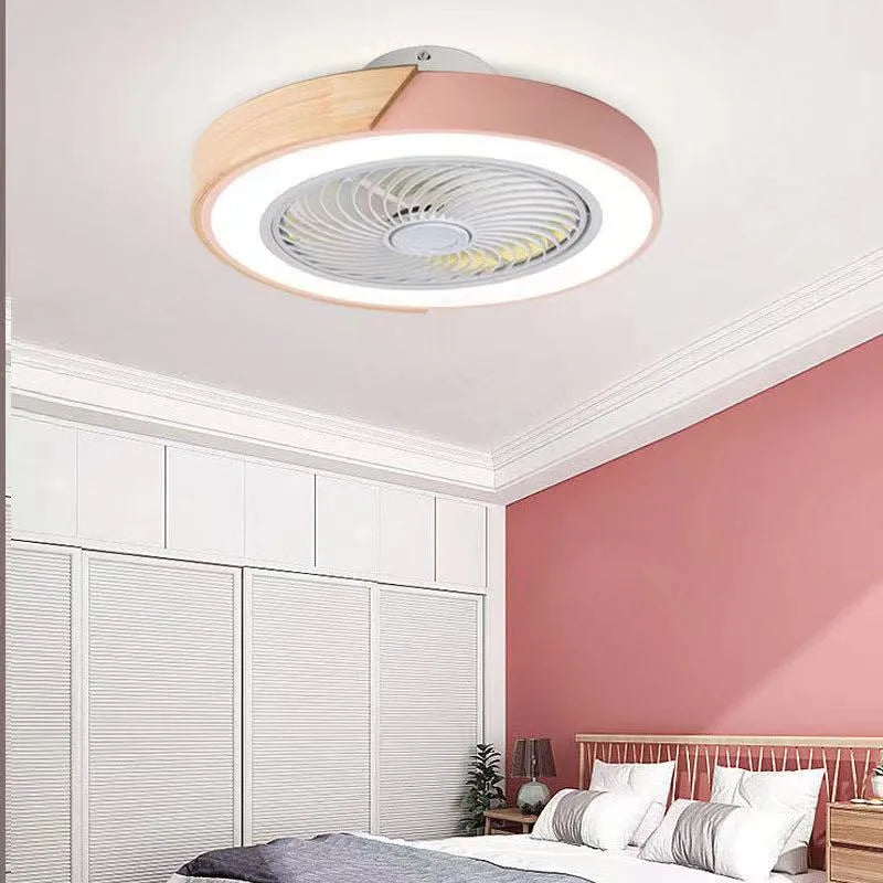 Wooden Ceiling Fan Light Remote Control Dimmable 3 Color for Indoor Bedroom