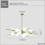Modern Glass Ball LED Chandelier Gold/Black Pendant Lamp for Living & Dining Spaces