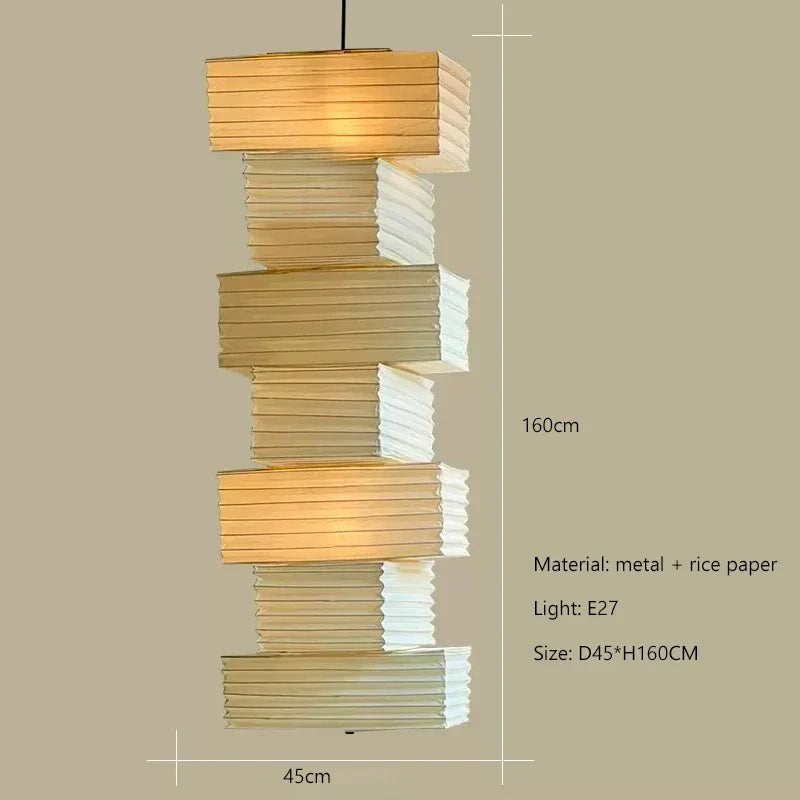 Akari Rice Paper Pendant Lamp for Living Room Bedroom - Wabi Sabi Design